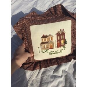 Vintage cross stitch pillow embroidery cross-stitch brown ditsy floral neighbors